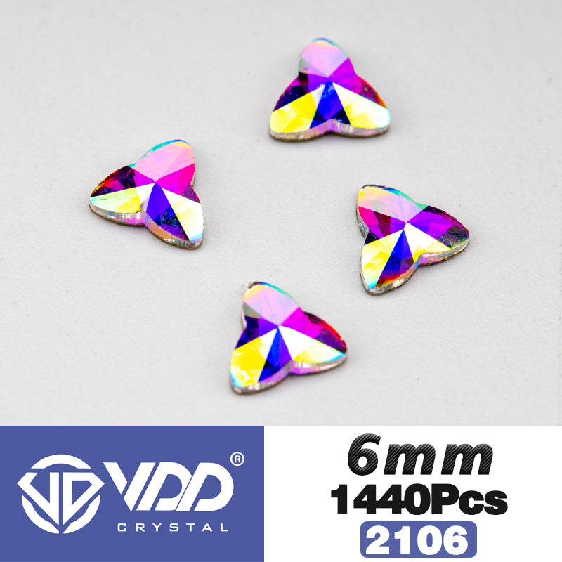 VDD 2106-6mm Wholesale 1440Pcs Rectangle Glass Rhinestones Crystal AB Flatback HotFix Strass Shape 3D Stones For Nail Art DIY Decorations