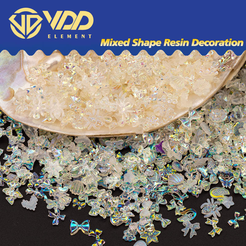 VDD 100/500Pcs Mix Shape Resin AB Decoration Flatback Plastics Glitter Stones For DIY Crafts Nail Art Accessories Bulk Wholesale