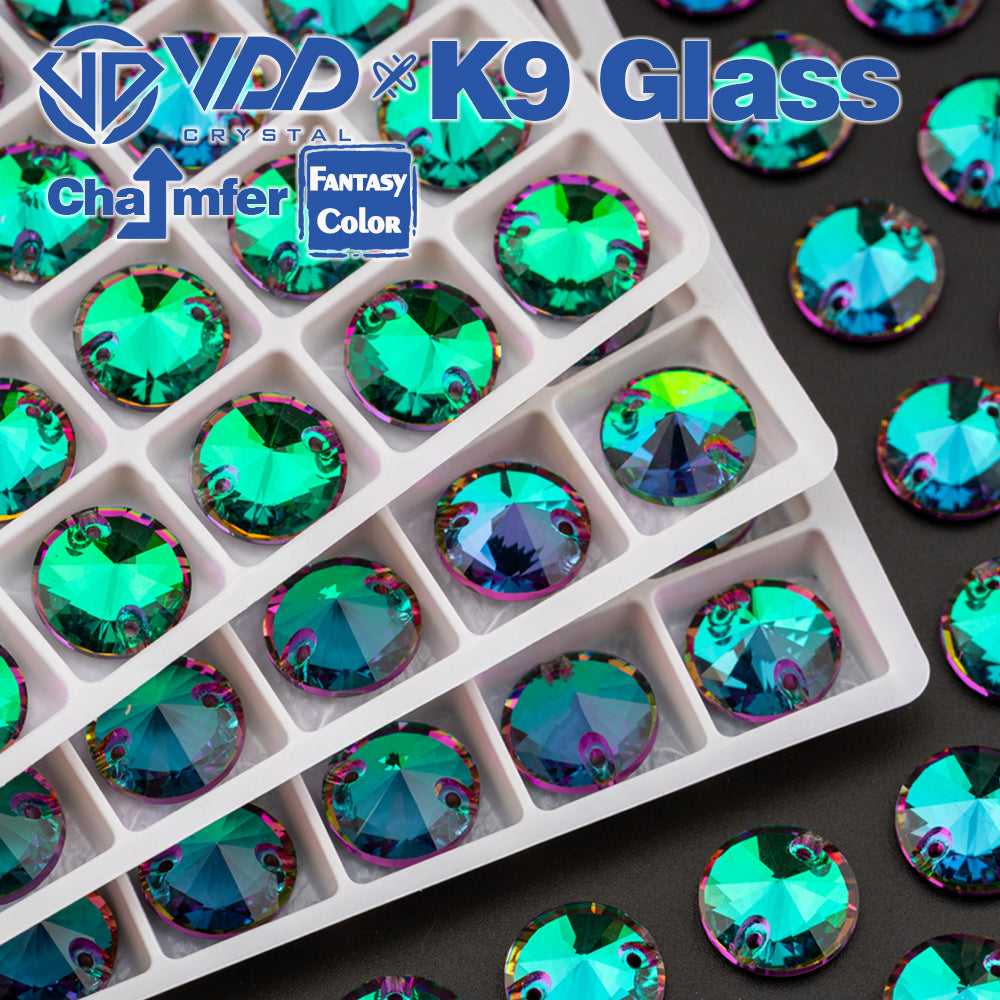 VDD Rivoli 12mm 40Pcs Heliotrope Color Top Quality K9 Glass Sew on Rhinestones Sewing Crystal Flatback Stones GarmentDecorations