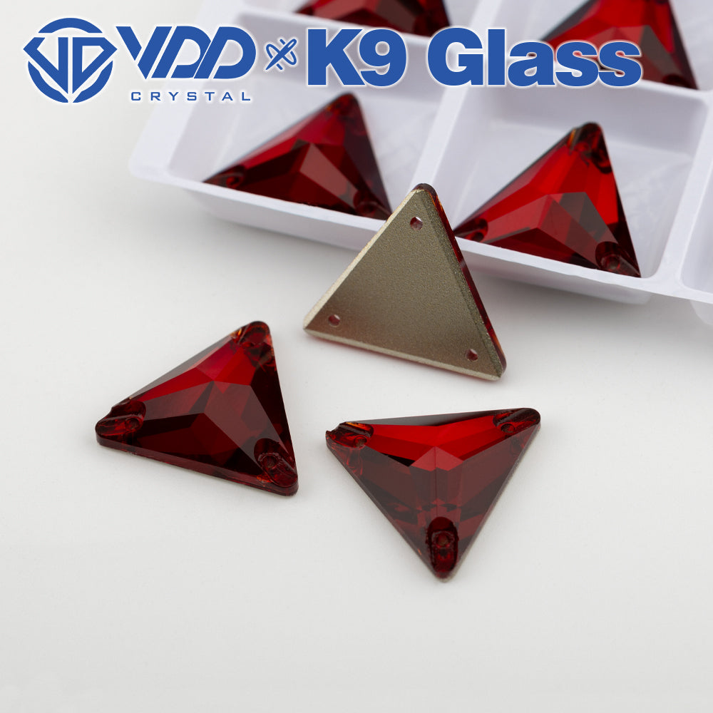 VDD S110 Garnet Triangle Top Quality K9 Glass Sew on Rhinestones Crystal Flatback Sewing Stones for Clothes Decorations