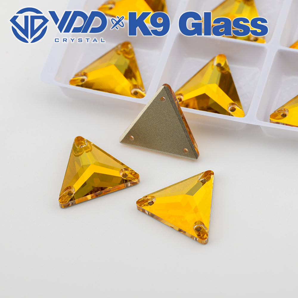VDD S258 Sunshine Triangle Top Quality K9 Glass Sew on Rhinestones Crystal Flatback Sewing Stones for Clothes Decorations