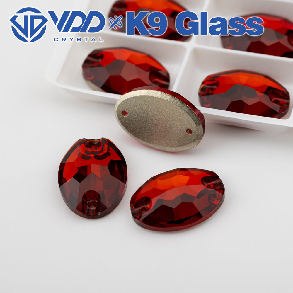 VDD S110 Garnet Oval Top Quality K9 Glass Sew on Rhinestones Crystal Flatback Sewing Stones for Clothes Decorations