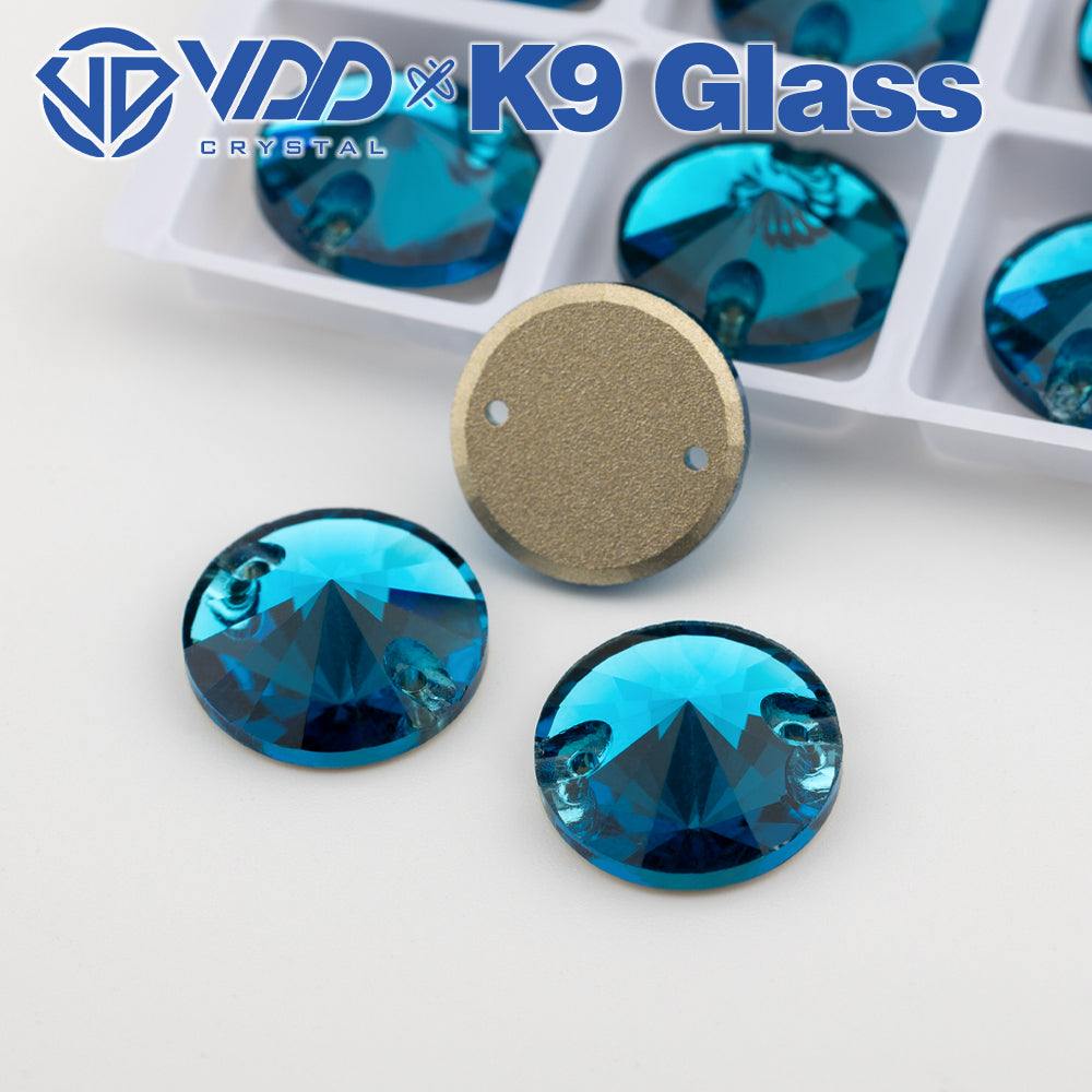 VDD Rivoli S115 Indicolite Top Quality K9 Glass Sew on Rhinestones Crystal Flatback Sewing Strass Stones for Garment Wedding Dress