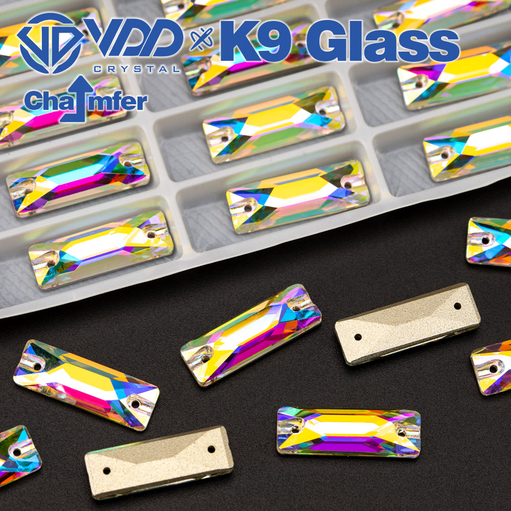 VDD Baguette Top Quality K9 Glass Sew on Crystal AB Rhinestone Sewing Flatback Stone for Clothes Accessories Wedding Dress