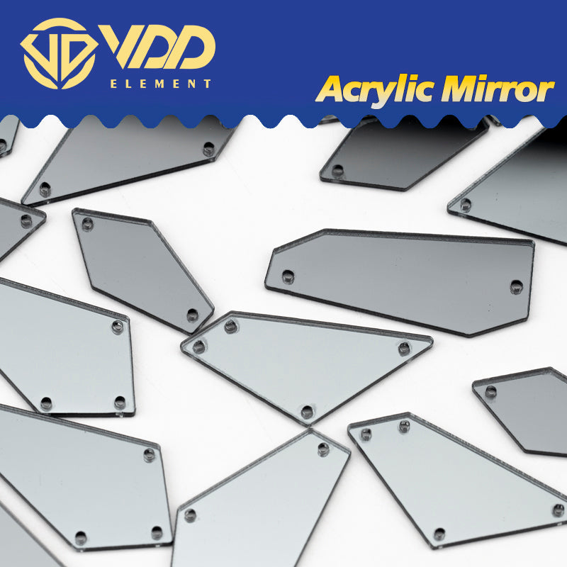 VDD 30/60/200Pcs Mix Size Grey Acrylic Mirror Sewing Rhinestones SewOn DIY Crafts FlatBack Sewing Stones For Garment Decorations