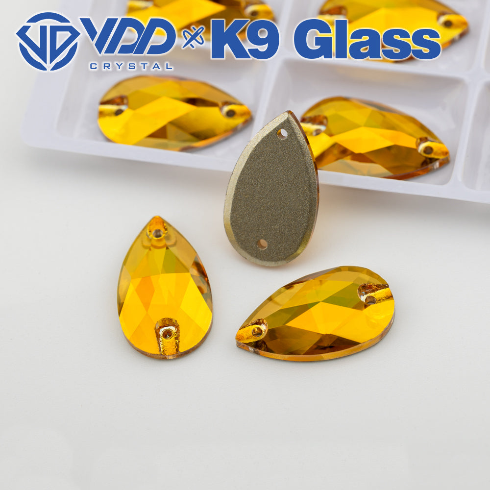 VDD S258 Sunshine Pear Top Quality K9 Glass Sew on Rhinestones Crystal Flatback Sewing Strass Stones for DIY Garment Decorations