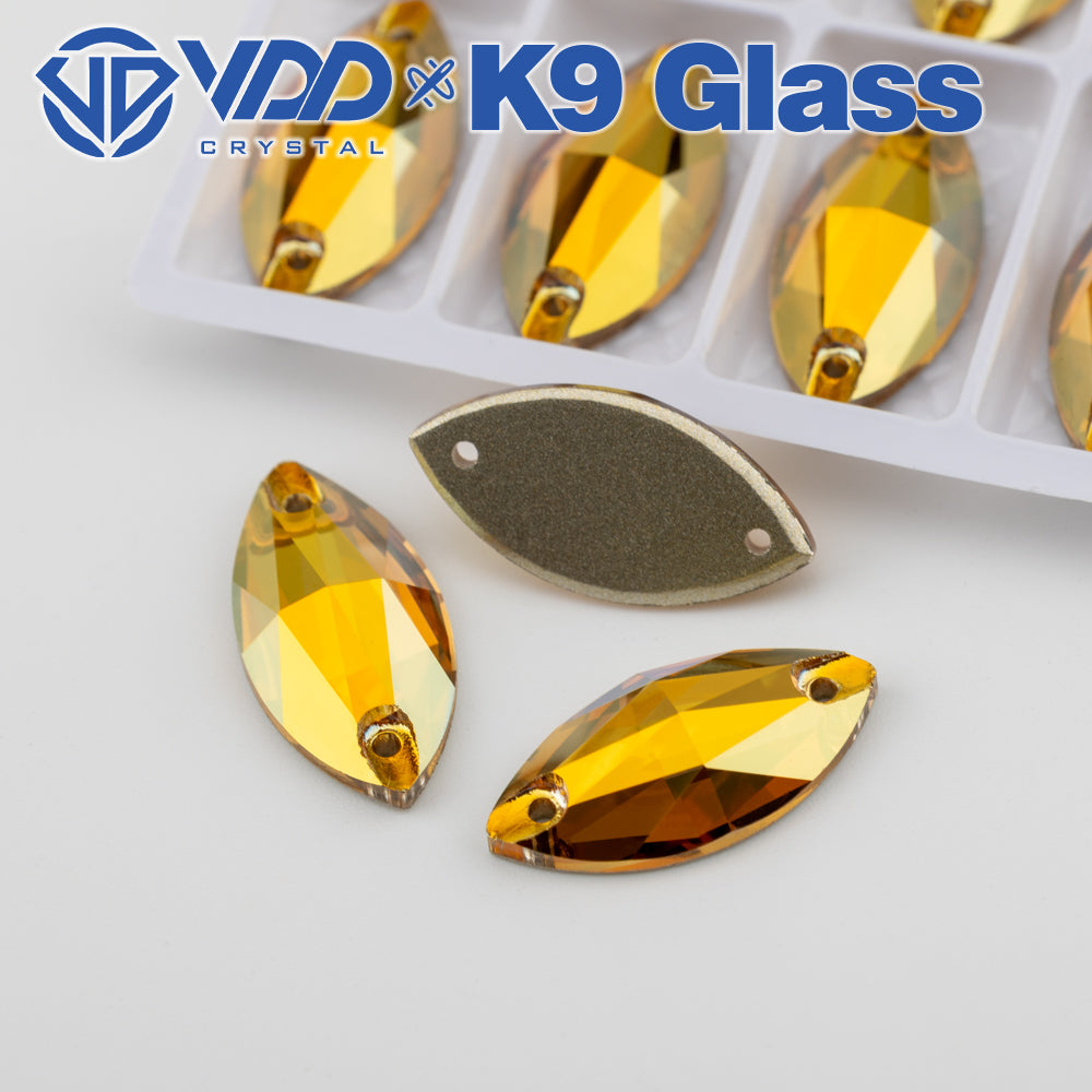 VDD S258 Sunshine Navette Top Quality K9 Glass Sew on Rhinestones Crystal Flatback Sewing Strass Stones for Garment Decorations