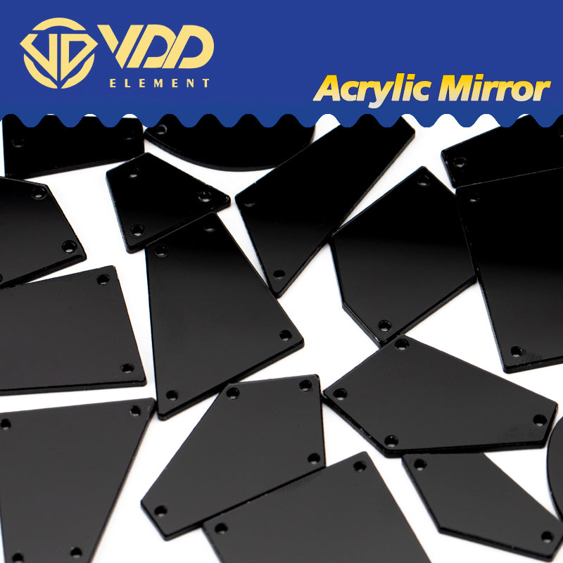 VDD 30/60/200Pcs MixSize Black Acrylic Mirror Sewing Rhinestones SewOn DIY Crafts FlatBack Sewing Stones For Garment Decorations