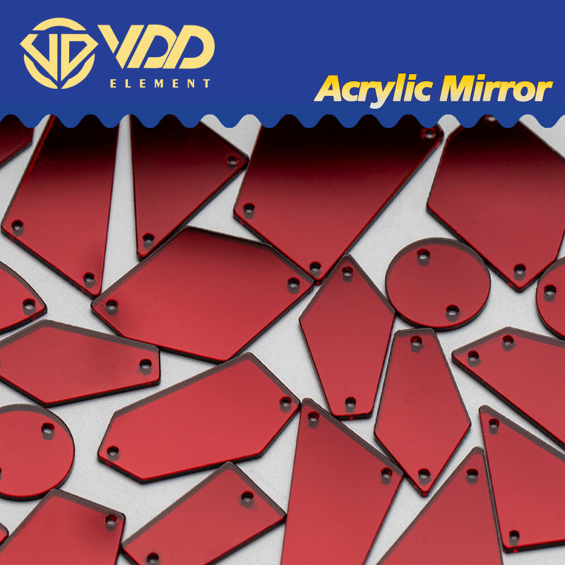 VDD 30/60/200Pcs Mix Size Burgundy Acrylic Mirror Sewing Rhinestones Sew On DIY Crafts Flat Back Stones For Garment Decorations