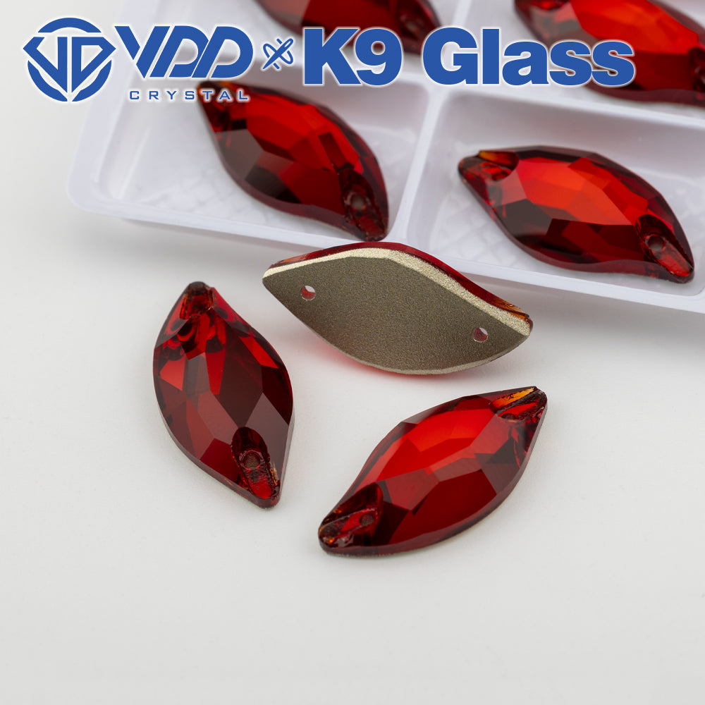 VDD S110 Garnet Leaf Top Quality K9 Glass Sew on Rhinestones Crystal Flatback Sewing Stones for Clothes Decorations