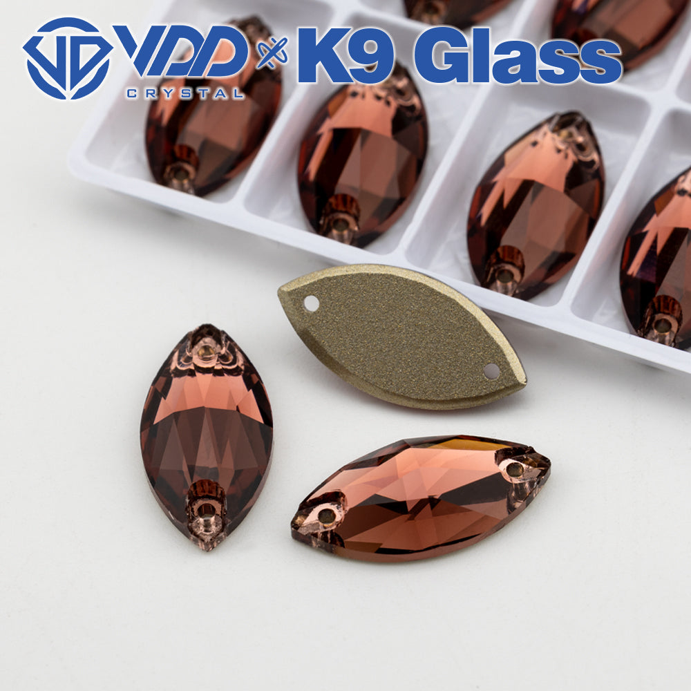 VDD S111 Wine Navette Top Quality K9 Glass Sew on Rhinestones Crystal Flatback Sewing Strass Stones for Garment Decorations