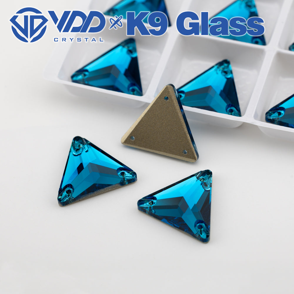 VDD S115 Indicolite Triangle Top Quality K9 Glass Sew on Rhinestones Crystal Flatback Sewing Stones for Clothes Decorations