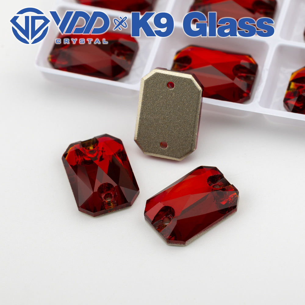 VDD S110 Garnet Emerald Cut Top Quality K9 Glass Sew on Rhinestones Crystal Flatback Sewing Stones for Clothes Decorations