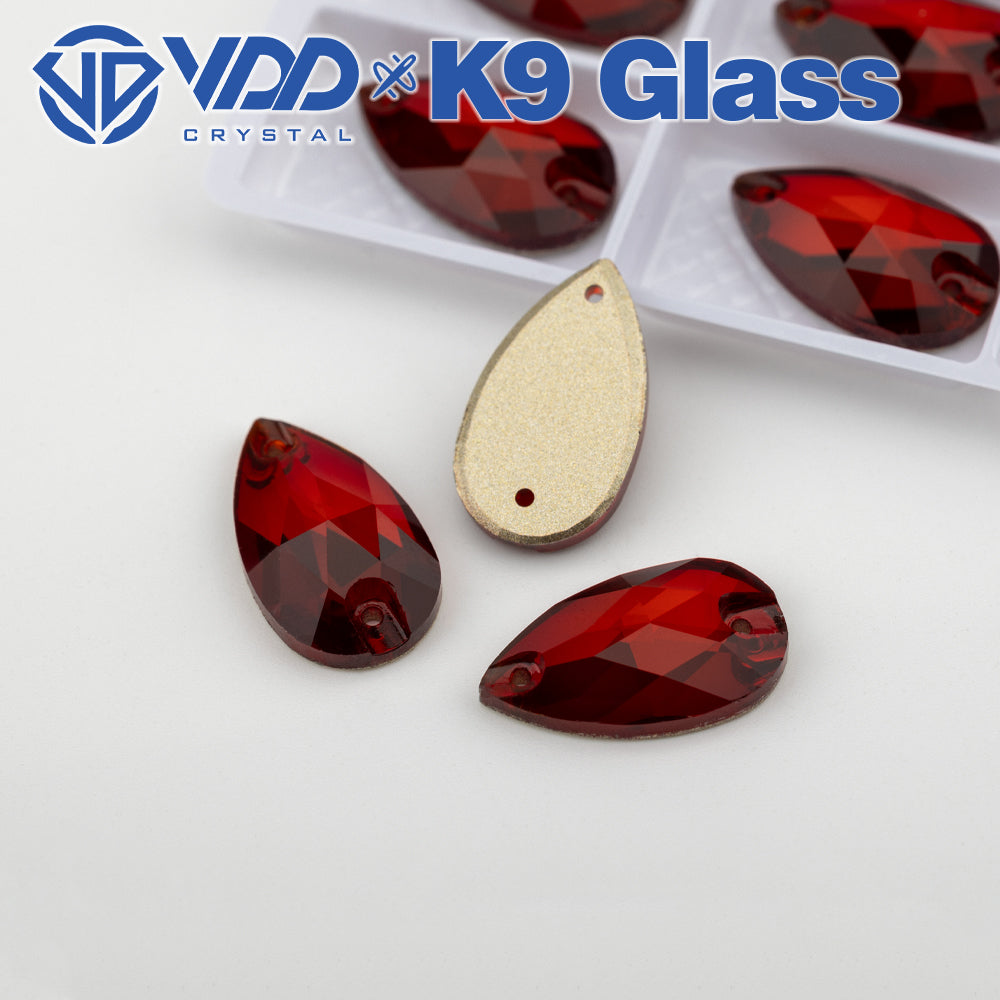 VDD S110 Garnet Pear Top Quality K9 Glass Sew on Rhinestones Crystal Flatback Sewing Strass Stones for DIY Garment Decorations