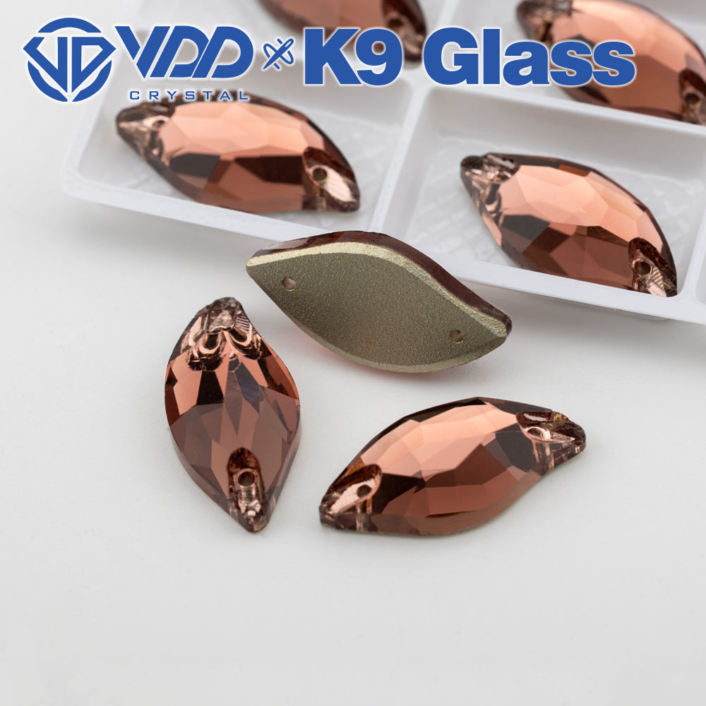 VDD S111 Wine Leaf Top Quality K9 Glass Sew on Rhinestones Crystal Flatback Sewing Stones for Clothes Decorations
