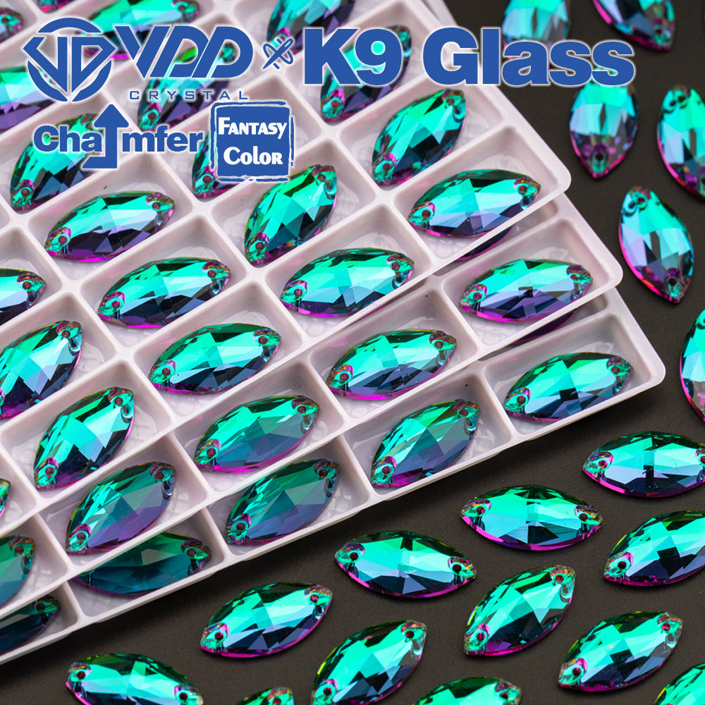 VDD Navette 9x18mm 36Pcs Heliotrope Color Top Quality K9 Glass Sew on Rhinestone Sewing Crystal Flatback for Garment Decoration