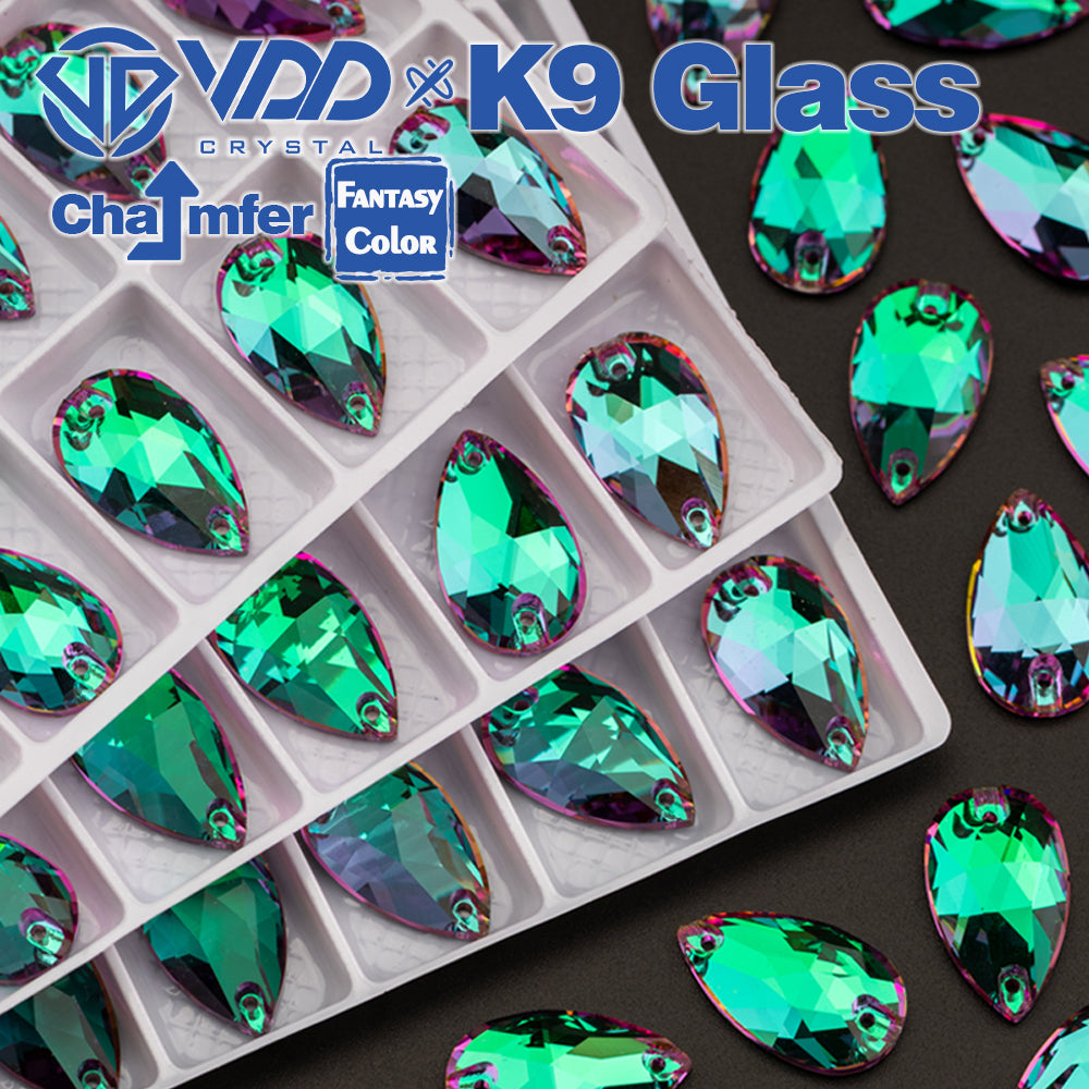 VDD Pear 11x18mm 24Pcs Heliotrope Color Top Quality K9 Glass Sew on Rhinestones Sewing Crystal Flatback Stones for Garment