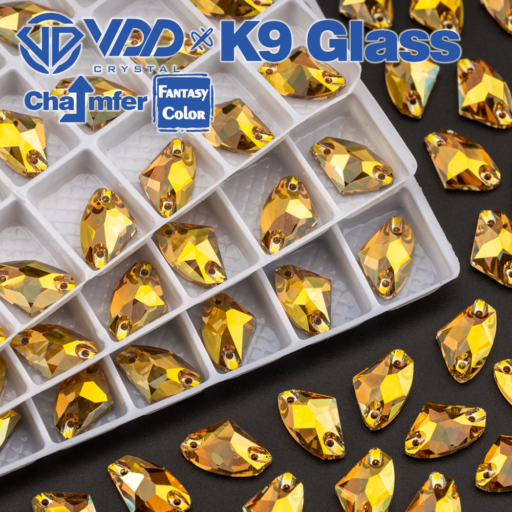 VDD Galactic 9x14mm 36Pcs Sunshine Color K9 Glass Sew on Rhinestones Sewing Crystals Flat Back Stones for Clothes Accessories