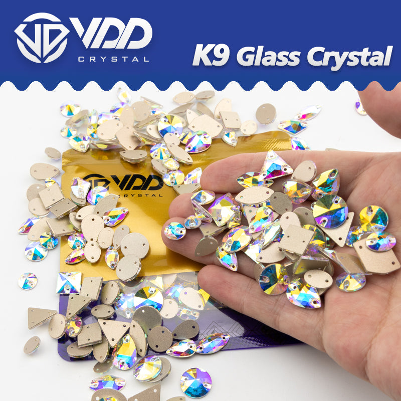 VDD SF001 20/50Pcs Mix Size AAAAA K9 Glass Sew On Rhinestones Sewing Crystal AB Flat Back Stones For Clothes Accessories Wedding Dress