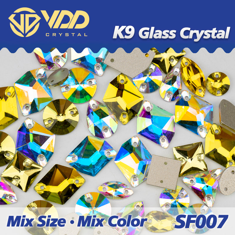 VDD SF007 20/50Pcs Mix Size AAAAA K9 Glass Sew On Rhinestones Sewing Crystal AB Flat Back Stones For Clothes Accessories Wedding Dress