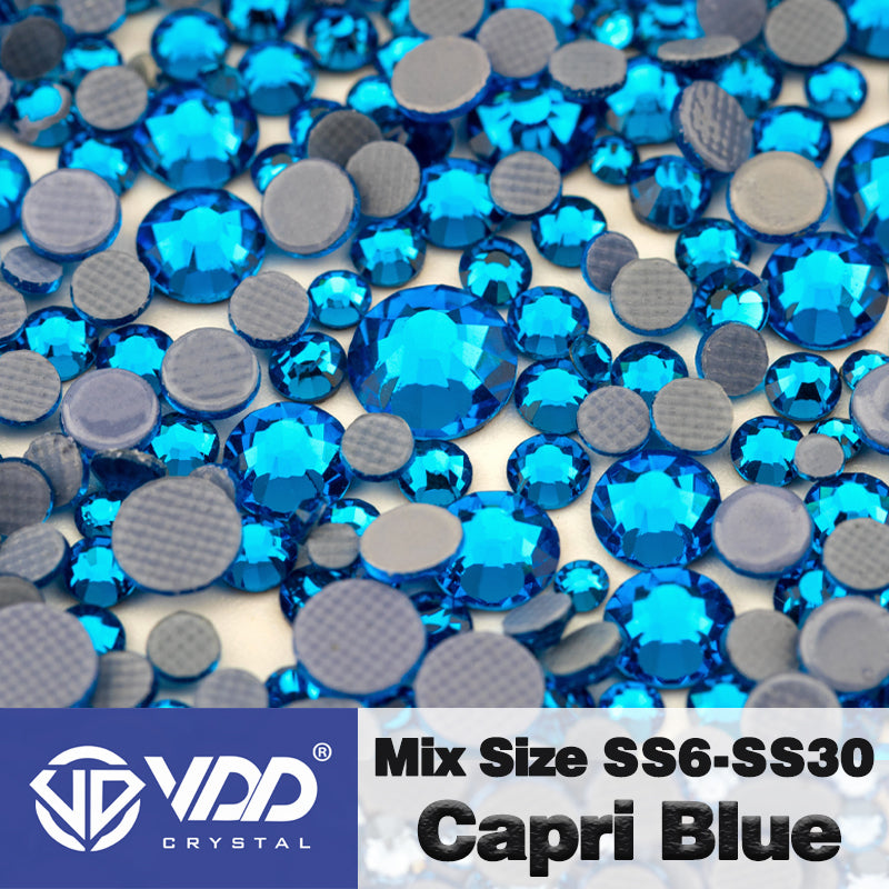 VDD 029 Capri Blue Wholesale SS6-SS30 Hotfix Mix Size Glass Rhinestone Crystal Flat Back High Quality Strass Stones For DIY Clothes Accessories