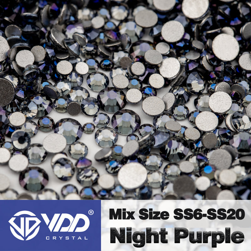 VDD 120 Night Purple Mix Size SS6-SS20 High Quality Glass Rhinestones Crystal Flatback Glitter Stones Nail Art DIY Crafts Decorations