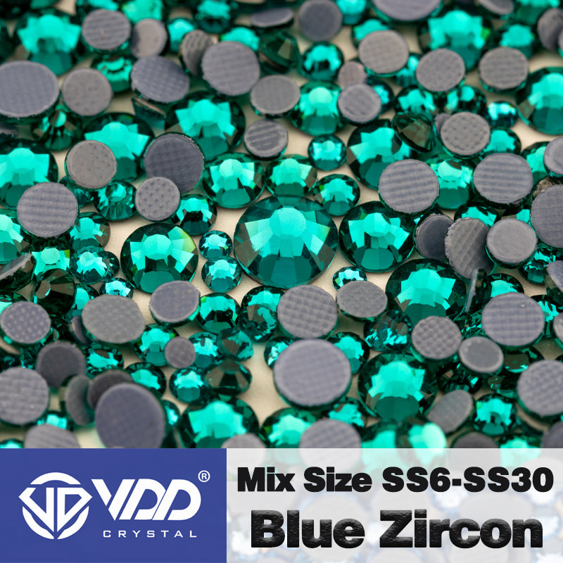VDD 026 Blue Zircon Wholesale SS6-SS30 Hotfix Mix Size Glass Rhinestone Crystal Flat Back High Quality Strass Stones For DIY Clothes Accessories