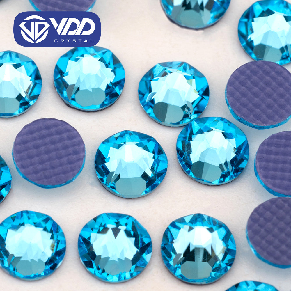 VDD 027 Aquamarine SS16-SS30 High Quality Hot-Fix Glass 2088 Rhinestones Crystal Flatback 8 Big 8 Small DIY Clothes Decoration