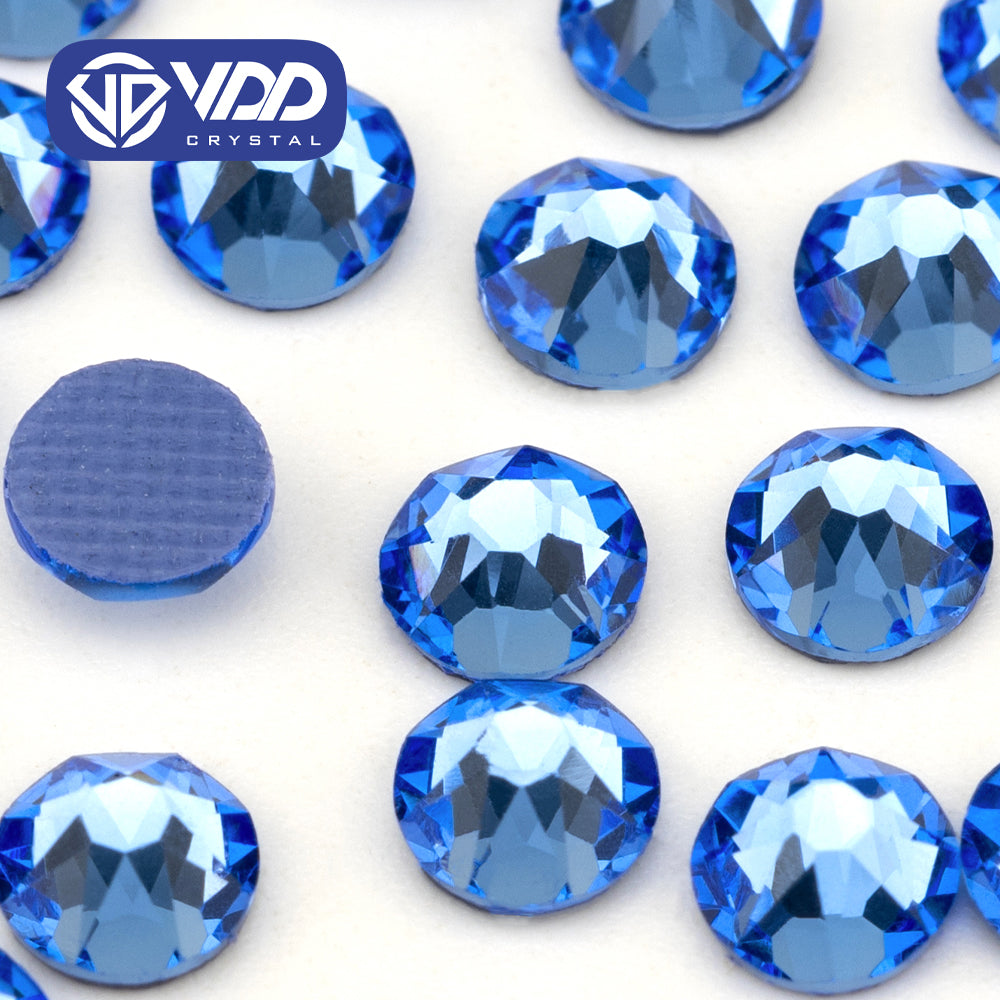 VDD 028 Lt.Sapphire SS16-SS30 High Quality Hot-Fix Glass 2088 Rhinestones Crystal Flatback 8 Big 8 Small DIY Clothes Decoration