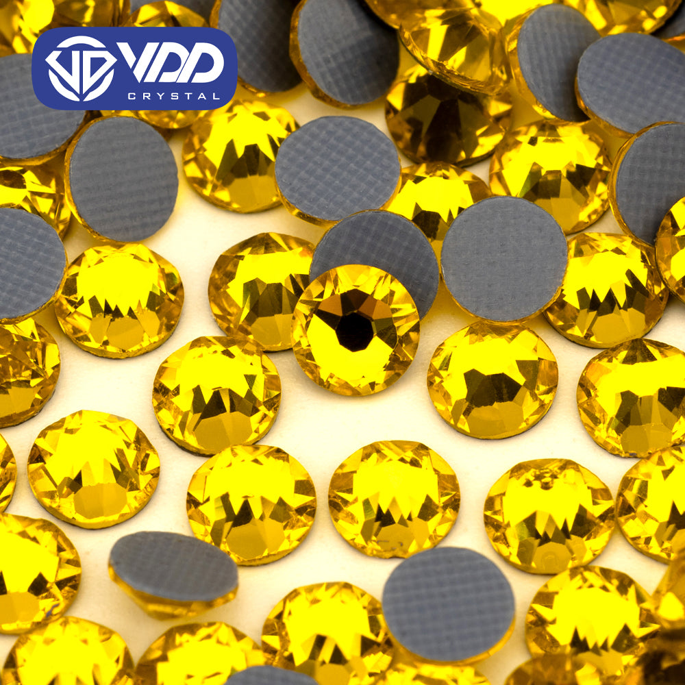 VDD 005 Citrine SS16-SS30 High Quality Hot-Fix Glass 2088 Rhinestones Crystal Flatback 8 Big 8 Small DIY Clothes Decoration