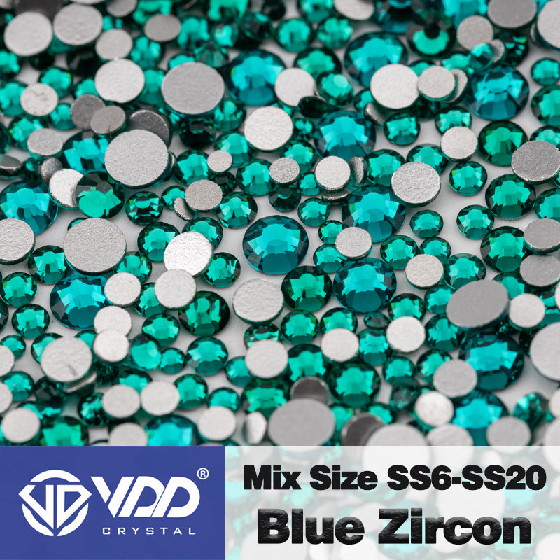 VDD 026 Blue Zircon Mix Size SS6-SS20 High Quality Glass Rhinestones Crystal Flatback Glitter Stones Nail Art DIY Crafts Decorations