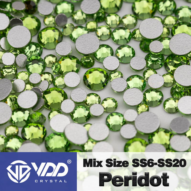 VDD 019 Peridot Mix Size SS6-SS20 High Quality Glass Rhinestones Crystal Flatback Glitter Stones Nail Art DIY Crafts Decorations