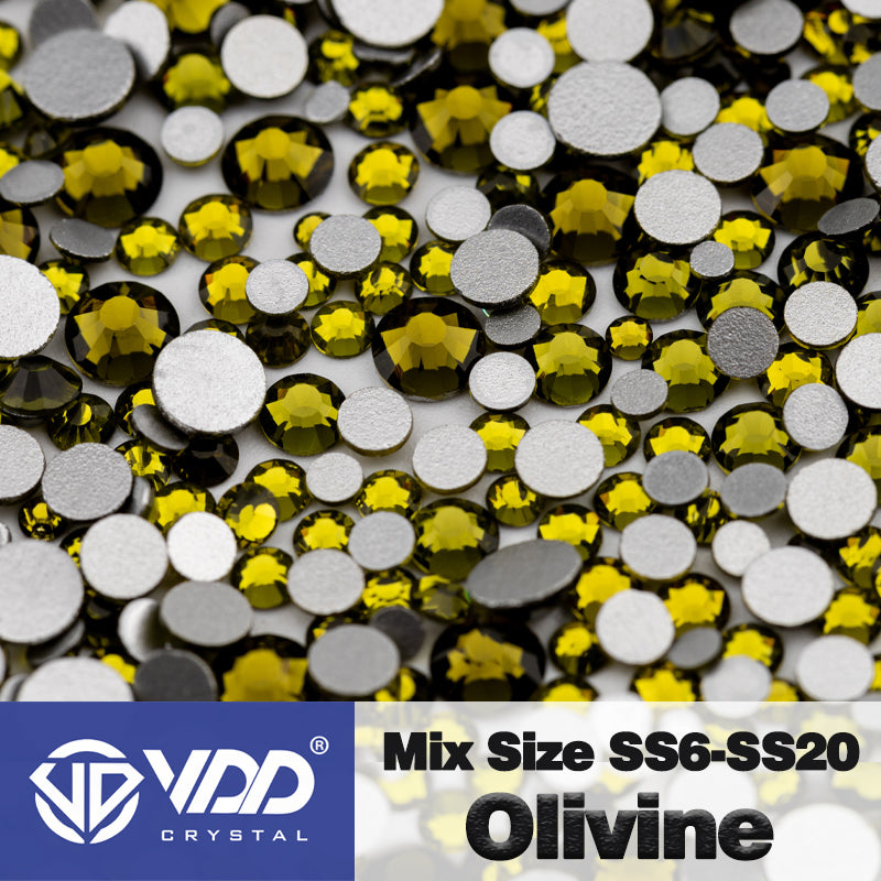 VDD 021 Olivine Mix Size SS6-SS20 High Quality Glass Rhinestones Crystal Flatback Glitter Stones Nail Art DIY Crafts Decorations
