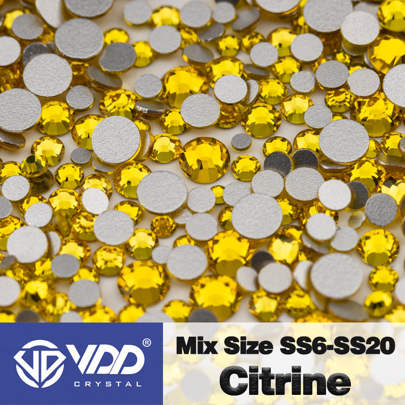 VDD 005 Citrine Mix Size SS6-SS20 High Quality Glass Rhinestones Crystal Flatback Glitter Stones Nail Art DIY Crafts Decorations