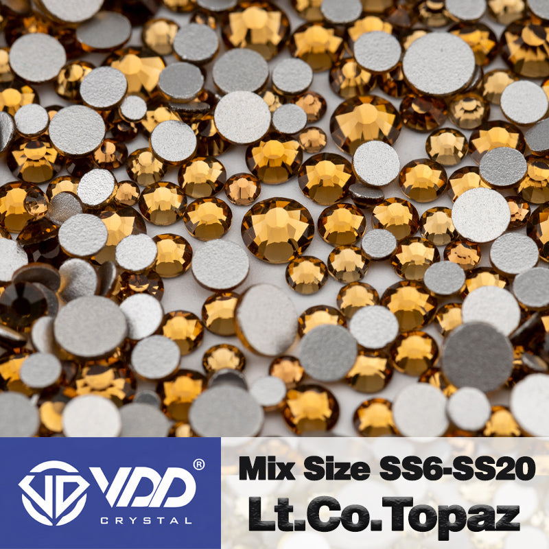 VDD 007 Lt.Colorado Topaz Mix Size SS6-SS20 High Quality Glass Rhinestones Crystal Flatback Glitter Stones Nail Art DIY Crafts Decorations