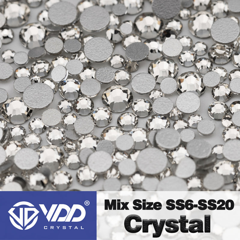 VDD 001 Crystal Mix Size SS6-SS20 High Quality Glass Rhinestones Crystal Flatback Glitter Stones Nail Art DIY Crafts Decorations
