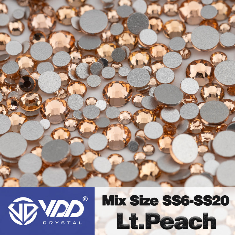 VDD 010 Lt.Peach Mix Size SS6-SS20 High Quality Glass Rhinestones Crystal Flatback Glitter Stones Nail Art DIY Crafts Decorations