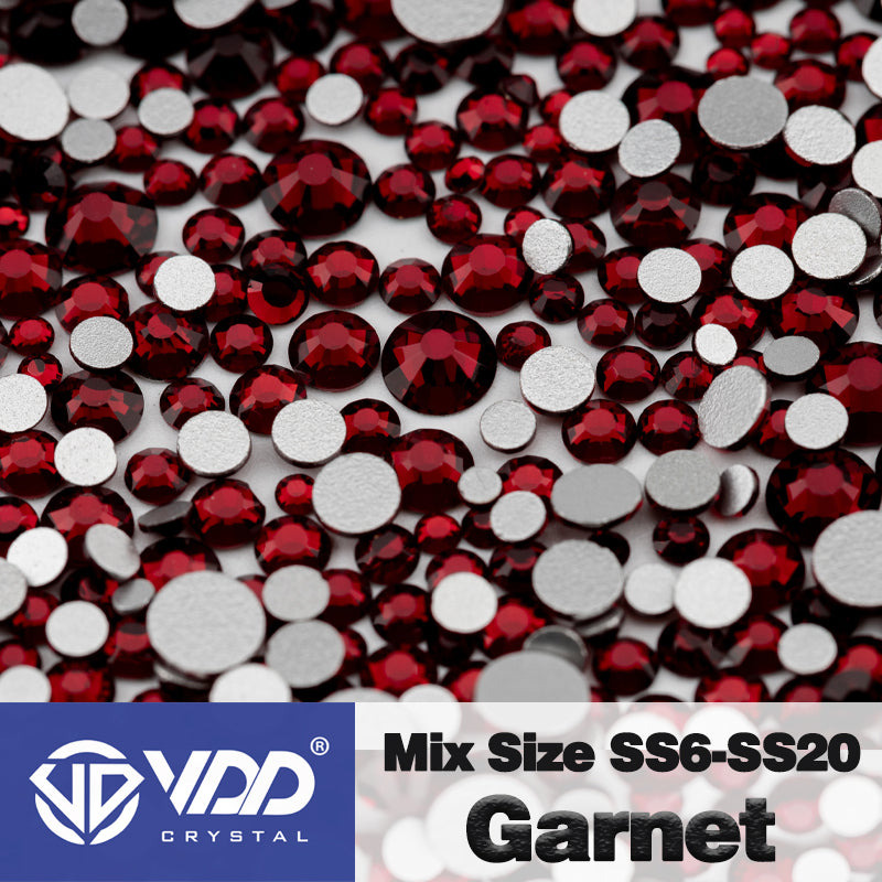 VDD 014 Garnet Mix Size SS6-SS20 High Quality Glass Rhinestones Crystal Flatback Glitter Stones Nail Art DIY Crafts Decorations