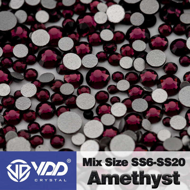 VDD 033 Amethyst Mix Size SS6-SS20 High Quality Glass Rhinestones Crystal Flatback Glitter Stones Nail Art DIY Crafts Decorations