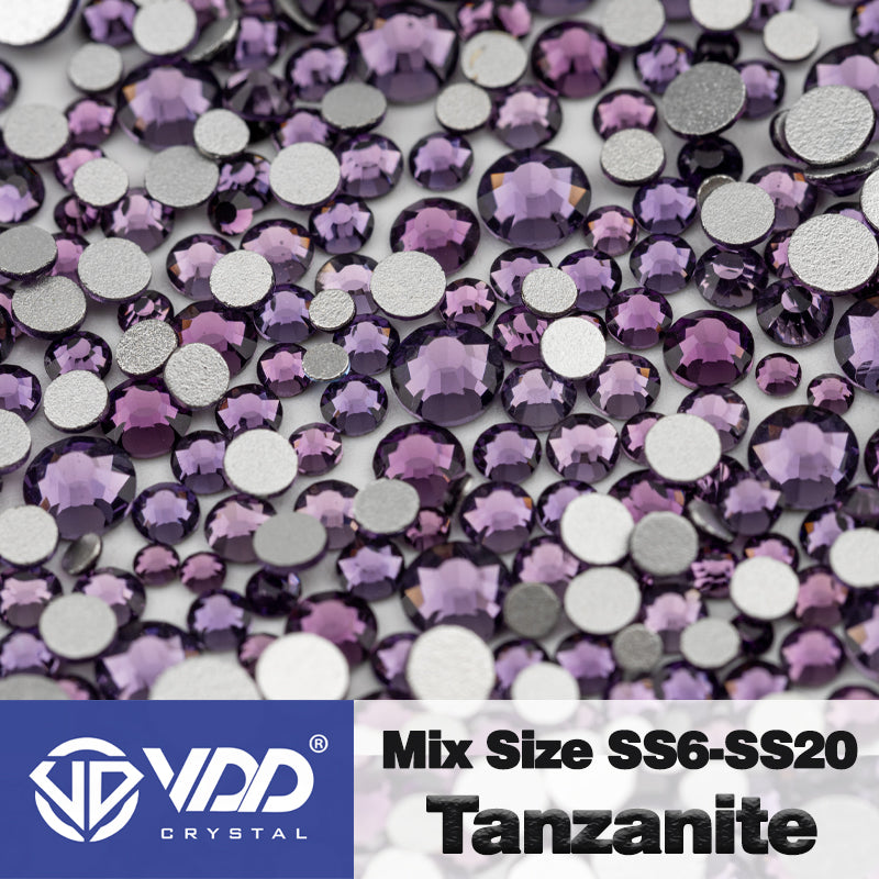 VDD 035 Tanzanite Mix Size SS6-SS20 High Quality Glass Rhinestones Crystal Flatback Glitter Stones Nail Art DIY Crafts Decorations