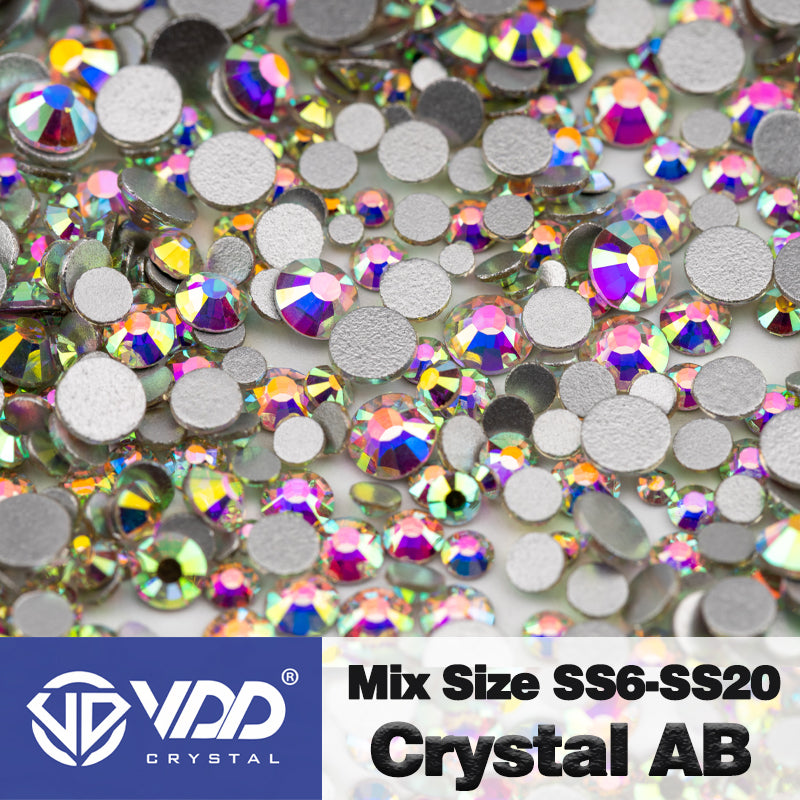 VDD 055 Crystal AB Mix Size SS6-SS20 High Quality Glass Rhinestones Crystal Flatback Glitter Stones Nail Art DIY Crafts Decorations