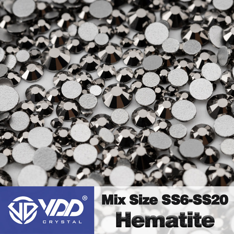 VDD 065 Hematite Mix Size SS6-SS20 High Quality Glass Rhinestones Crystal Flatback Glitter Stones Nail Art DIY Crafts Decorations
