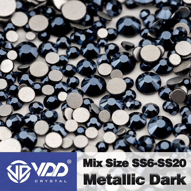 VDD 171 Metallic Dark Mix Size SS6-SS20 High Quality Glass Rhinestones Crystal Flatback Glitter Stones Nail Art DIY Crafts Decorations