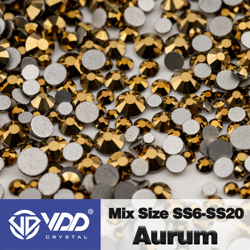 VDD 067 Aurum Mix Size SS6-SS20 High Quality Glass Rhinestones Crystal Flatback Glitter Stones Nail Art DIY Crafts Decorations