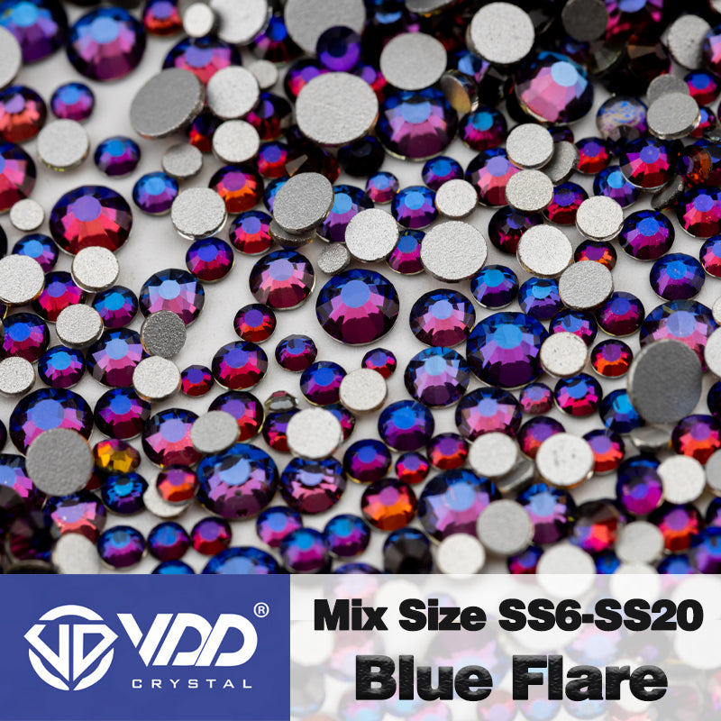 VDD 065 Blue Flare Mix Size SS6-SS20 High Quality Glass Rhinestones Crystal Flatback Glitter Stones Nail Art DIY Crafts Decorations