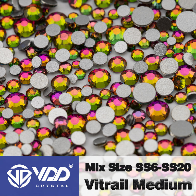 VDD 039 Vitrail Medium Mix Size SS6-SS20 High Quality Glass Rhinestones Crystal Flatback Glitter Stones Nail Art DIY Crafts Decorations