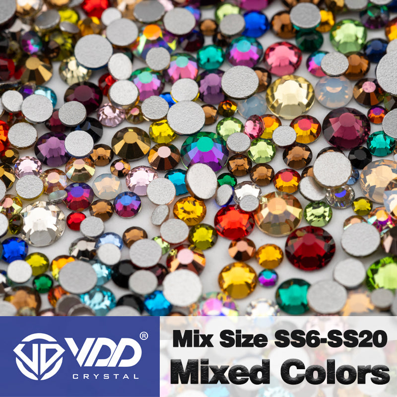 VDD Mix Color Mix Size SS6-SS20 High Quality Glass Rhinestones Crystal Flatback Glitter Stones Nail Art DIY Crafts Decorations
