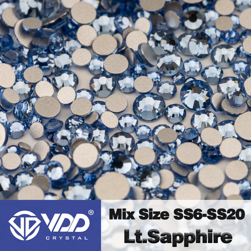 VDD 028 Lt.Sapphire Mix Size SS6-SS20 High Quality Glass Rhinestones Crystal Flatback Glitter Stones Nail Art DIY Crafts Decorations