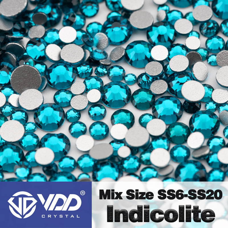 VDD 025 Indicolite Mix Size SS6-SS20 High Quality Glass Rhinestones Crystal Flatback Glitter Stones Nail Art DIY Crafts Decorations