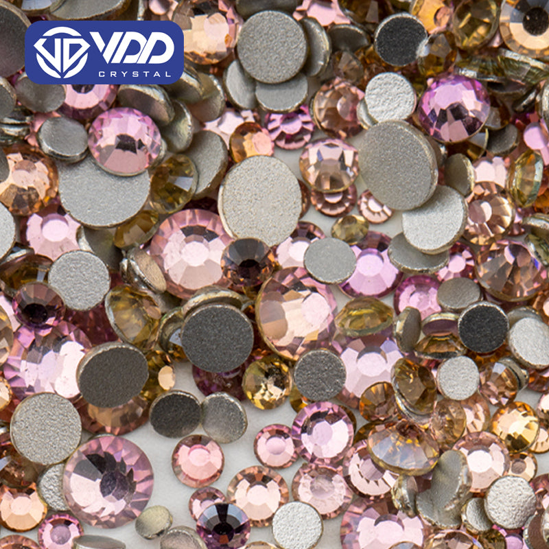 VDD 121 Pink Champagne Ocean Series High Quality Non-hotfix Glass Crystal Rhinestones Flatback Strass Stones